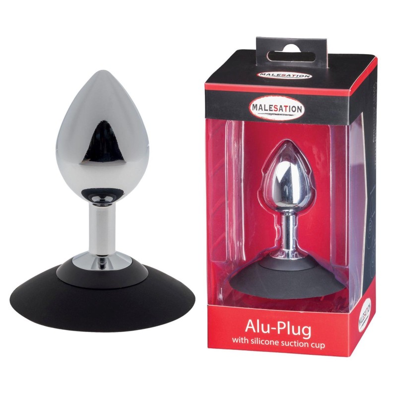 MALESATION Alu-Plug with suction cup medium, chrome